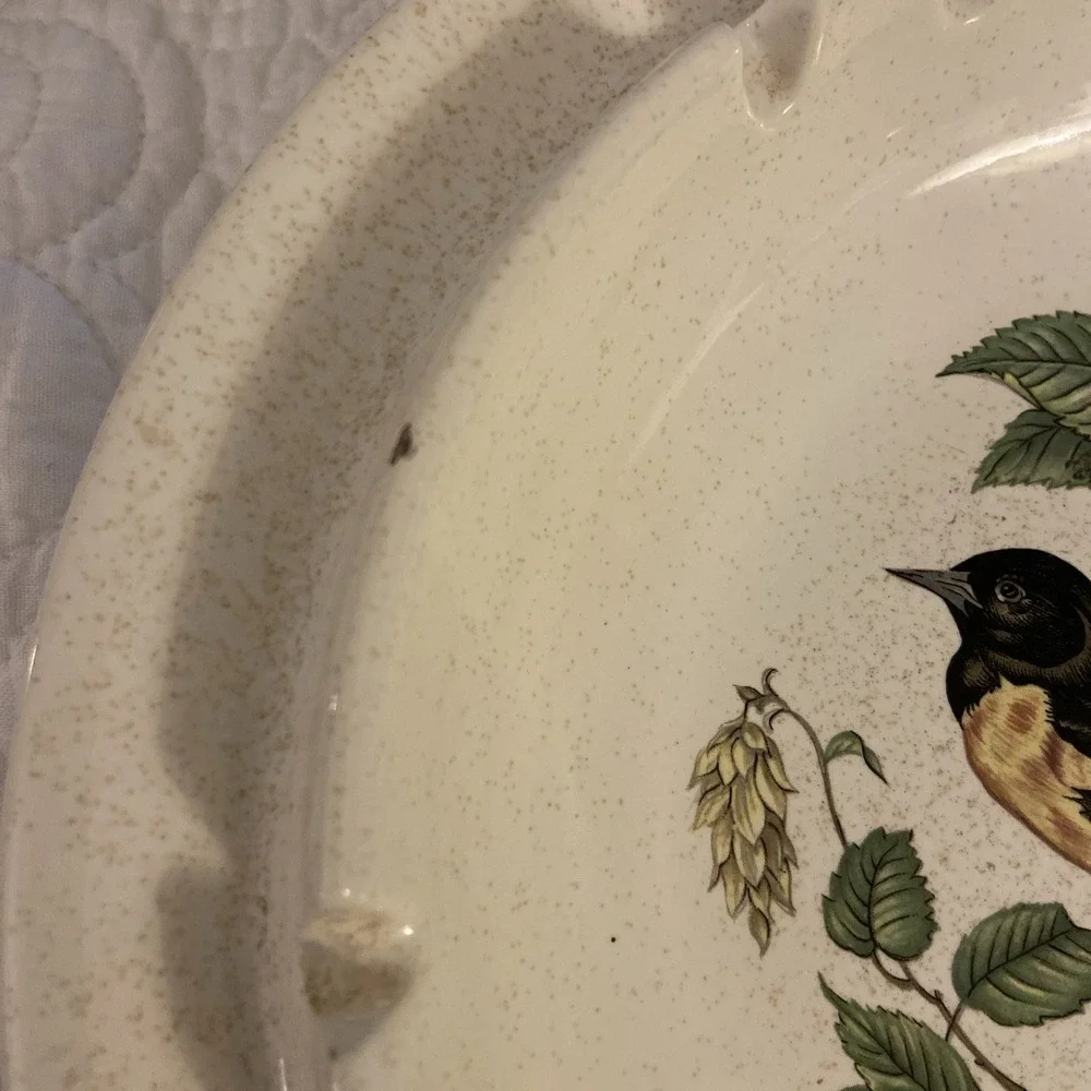 Vintage VTG Hyalyn Pottery Ashtray Black Bird‎ With Yellow Made USA Mid Century